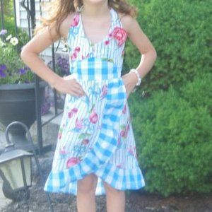 Girls Adorable Tropical Ruffle Halter Dress Gassy Gooma Size 6